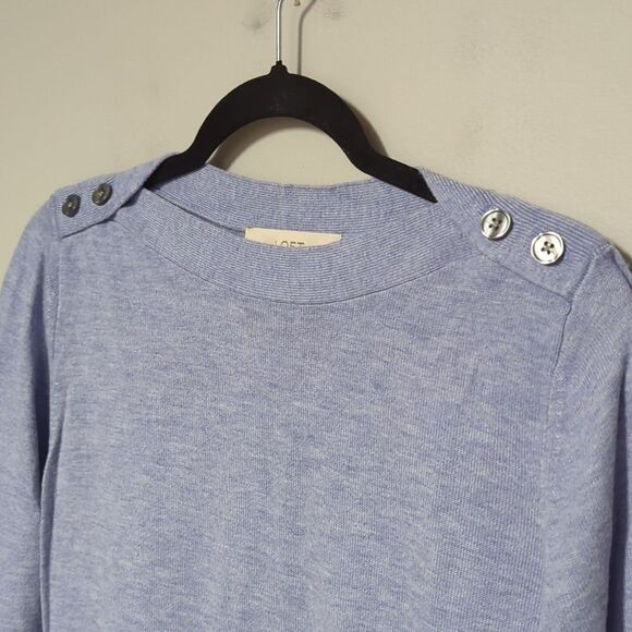 LOFT Blue Boatneck Sweater - Picture 2 of 6